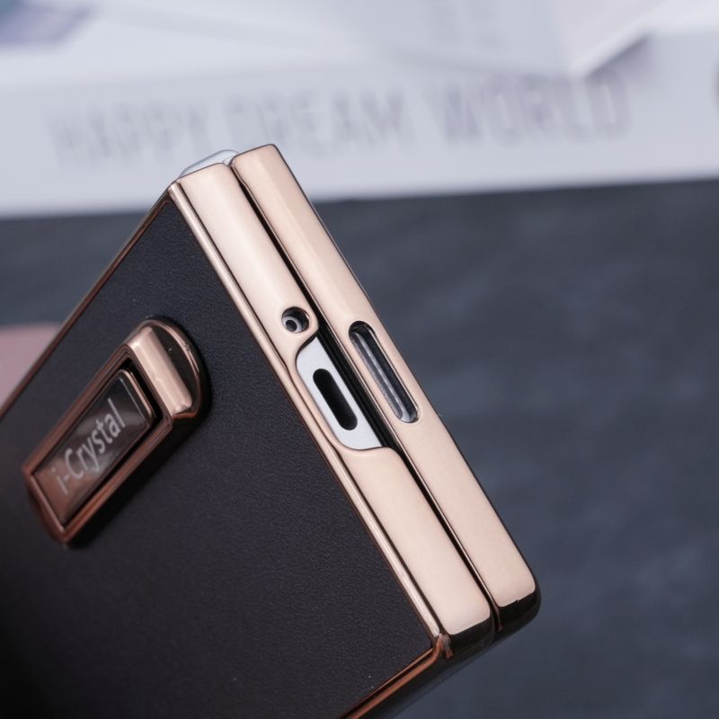 適用於三星Z Fold6/5/4/3新款一字支架電鍍素皮鉸鏈保護殼