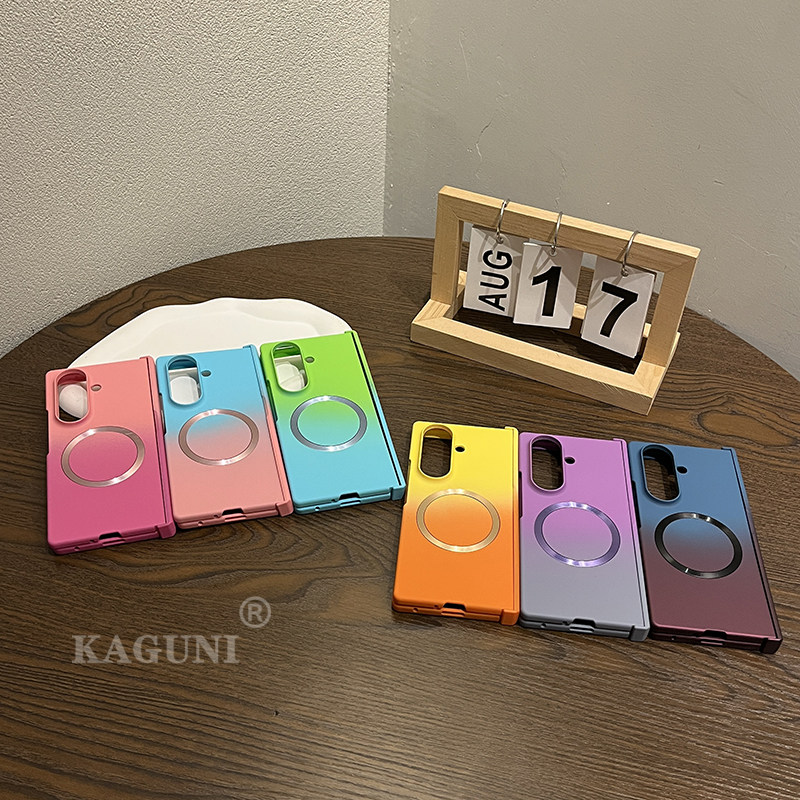 適用於三星Z Fold7/6/5/4/3漸變磨砂膚感磁吸鉸鏈全包保護殼