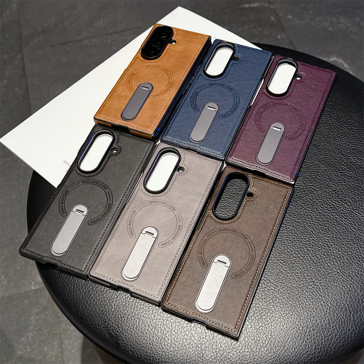 適用於三星Z Fold7/6/5/4/3皮革磁吸支架保護殼