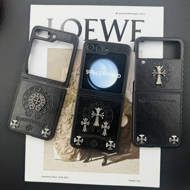 適用於三星Z Flip7/6/5/4/3新款立體浮雕潮牌聯名款折疊殼