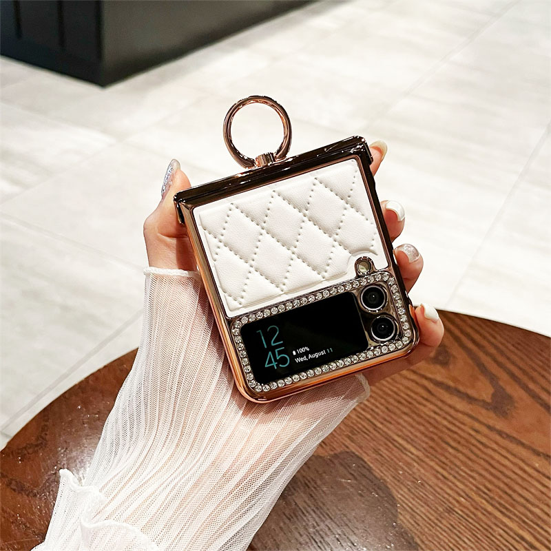 適用於三星Z Flip5/4/3新款時尚全包貼鑽手機殼