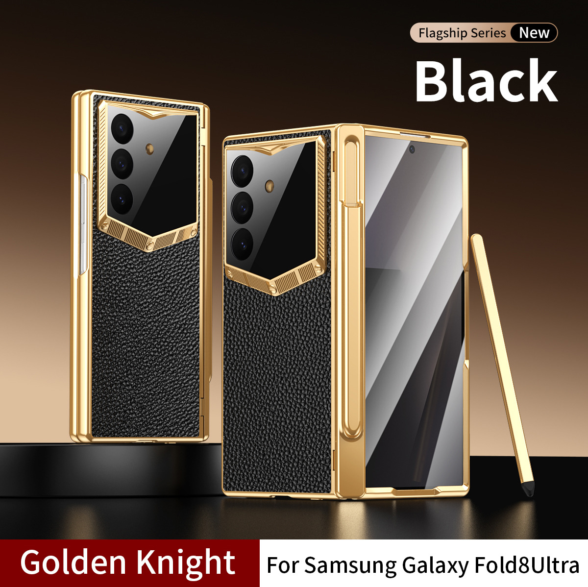 เคส Samsung Galaxy Z Fold8U/7/6 หนัง PU เคลือบเมทัลลิก พร้อมช่องเก็บปากกา S Pen ดีไซน์หรูหรา