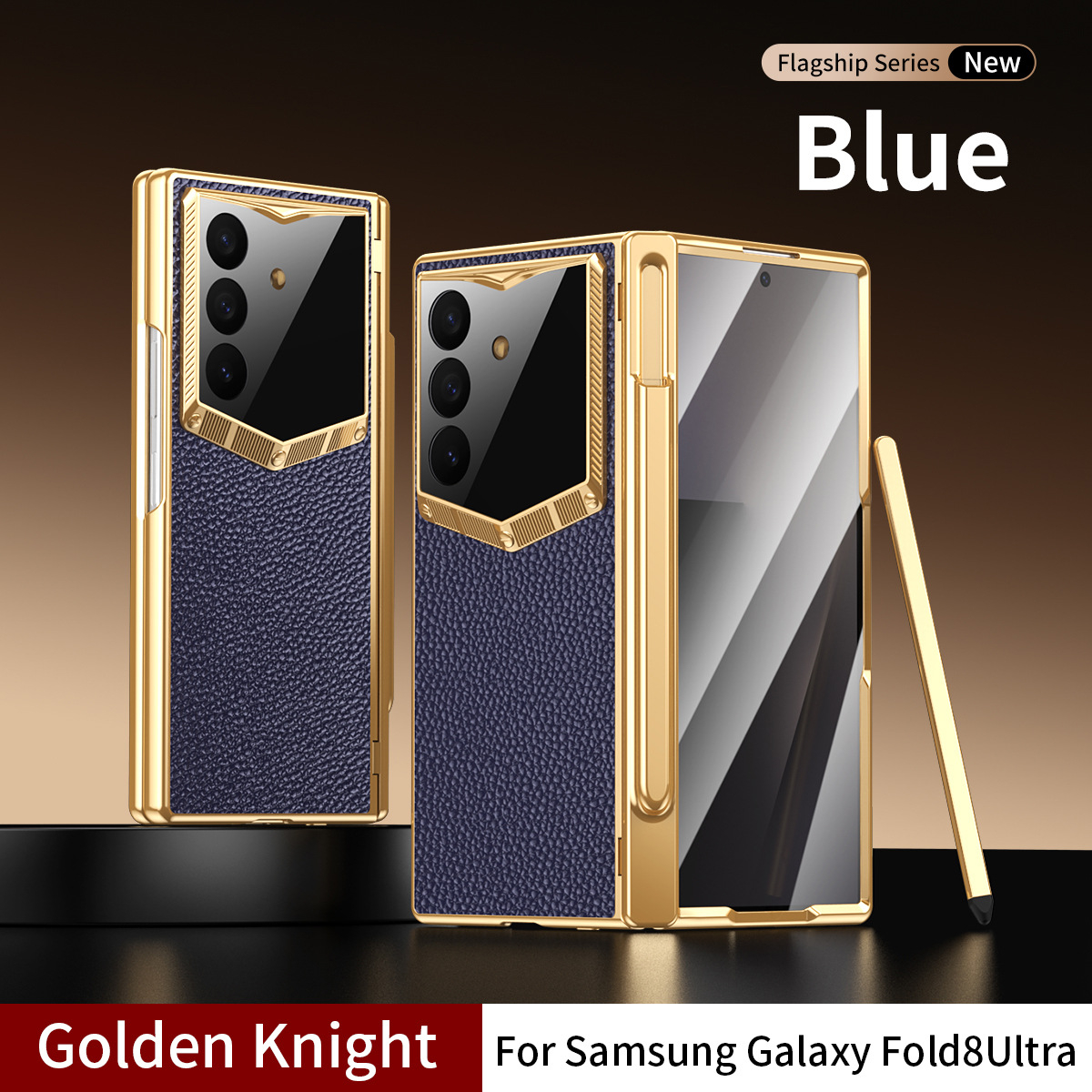 เคส Samsung Galaxy Z Fold8U/7/6 หนัง PU เคลือบเมทัลลิก พร้อมช่องเก็บปากกา S Pen ดีไซน์หรูหรา