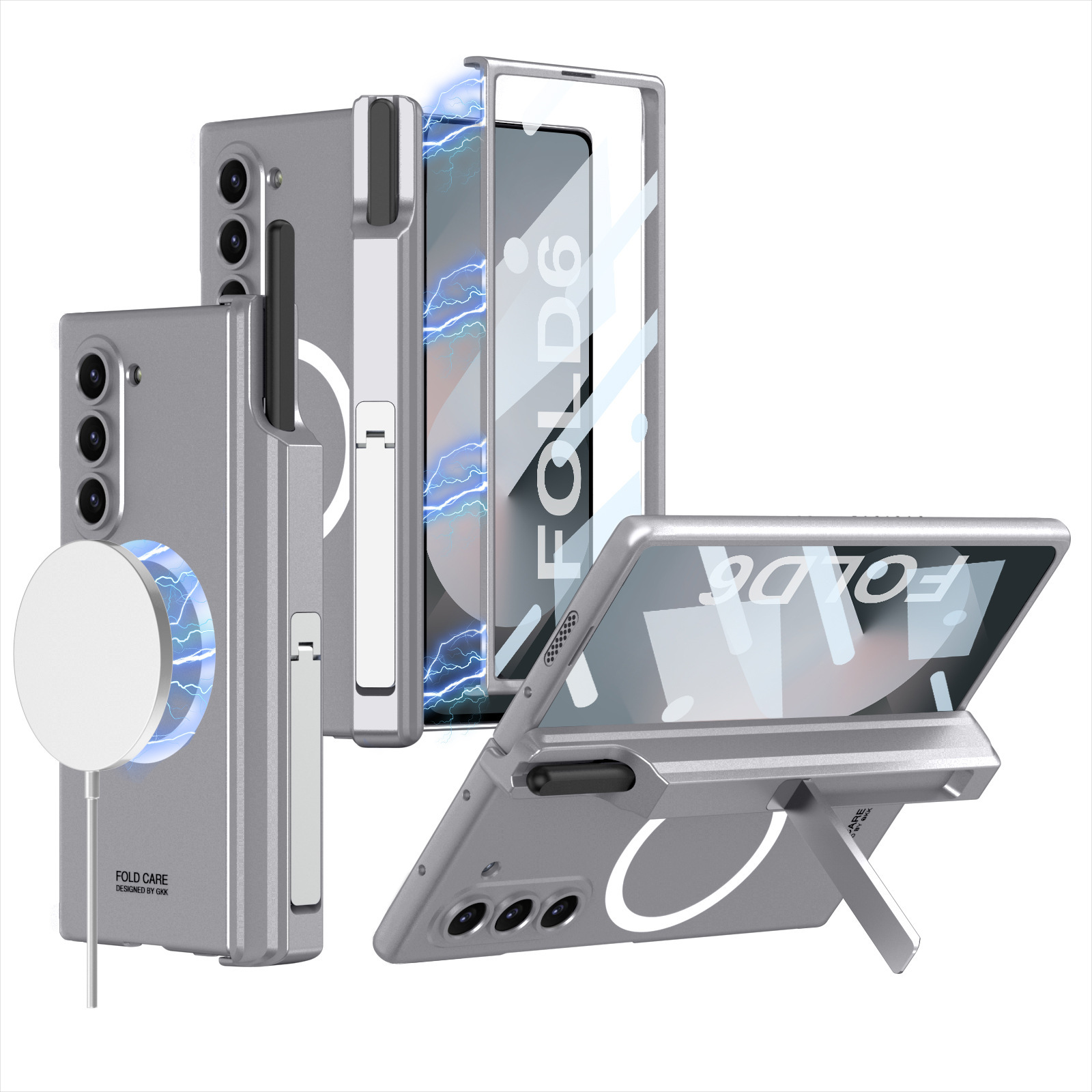 兼容三星 Z FOLD6/5/4/3 磁性無線充電手機殼 帶筆槽和手機支架