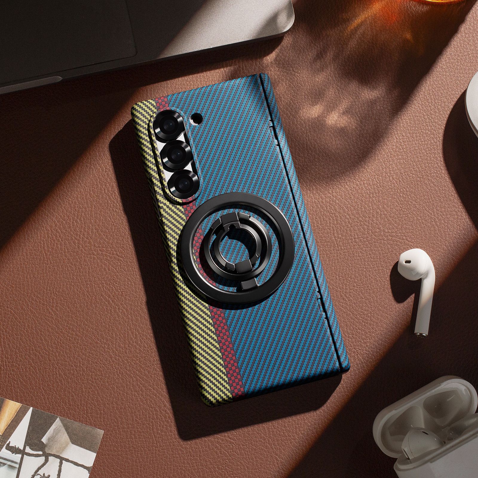 適用於三星Z Fold7/6/5/4/3磁吸360度旋轉支架鉸鏈全包保護殼