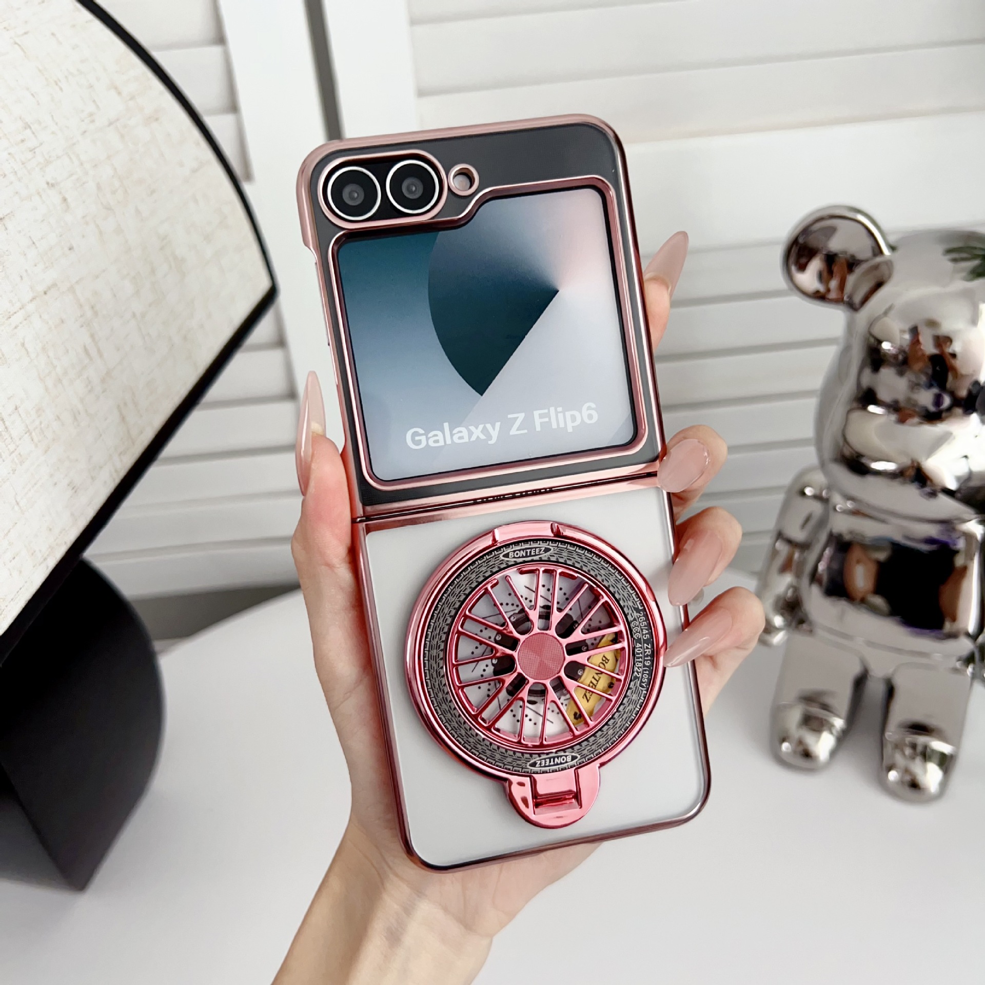 เหมาะสำหรับ Samsung Z Flip6/5/4/3 ใหม่ electroplated ไจโรโปร่งใสเคสโทรศัพท์มือถือ