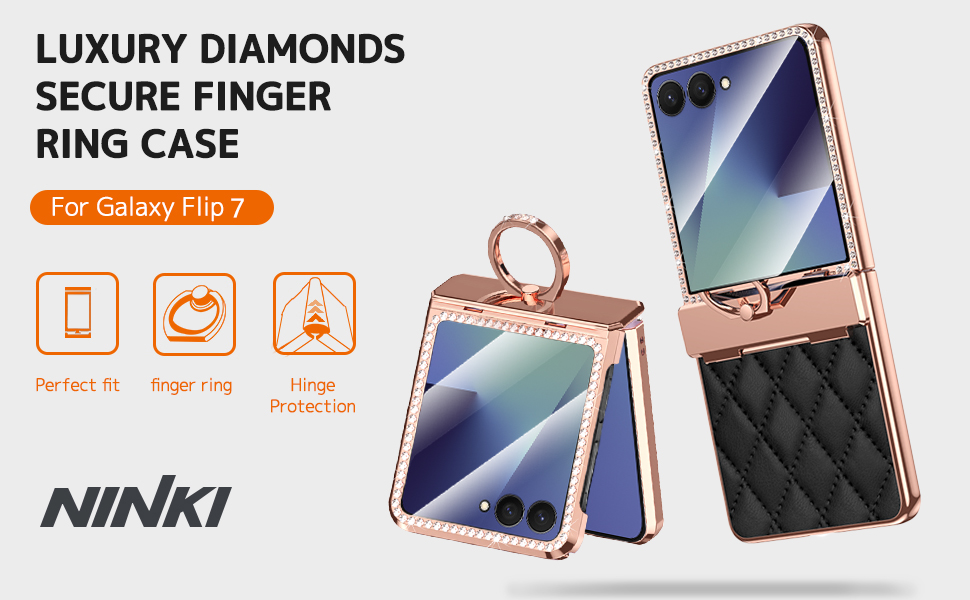 Glitter Cover for Samsung Galaxy Z Flip 7 Case with Hinge Protection & Ring