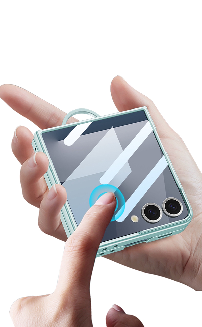 GKK防震哑光硬电脑保护手机外壳，带戒指支架屏幕保护后盖外壳，适用于三星Galaxy Z Flip 7