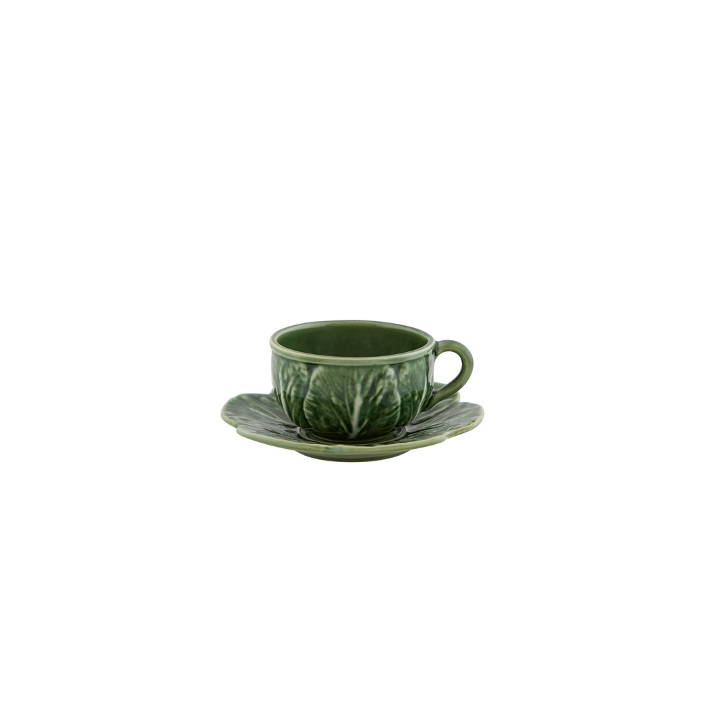 Bordallo Pinheiro Cabbage Teacup and Saucer Set of 4