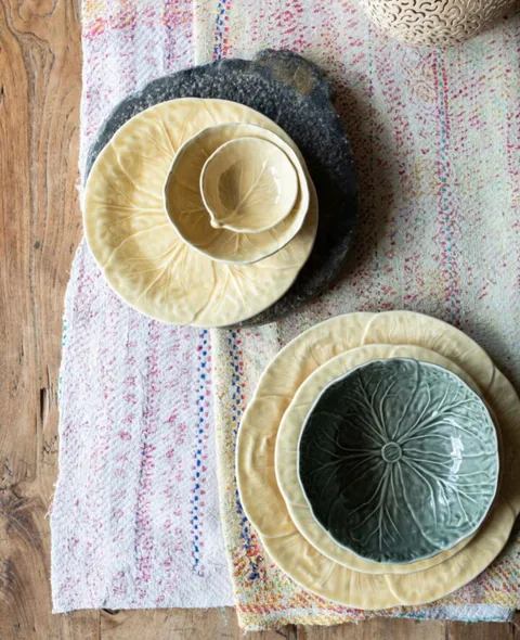 Bordallo Cabbage Dinner Plate by Van Verre, Sahara Yellow