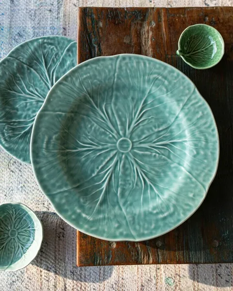 Bordallo Cabbage Dinner Plate by Van Verre, Ice Blue