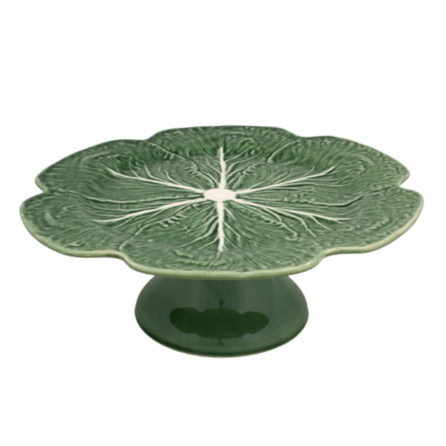 Bordallo Pinheiro Cabbage Cake Stand Green