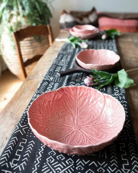 Bordallo Cabbage 29cm Bowl by Van Verre, Pale Pink