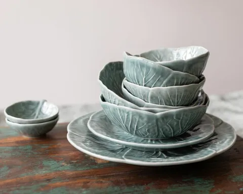 Bordallo Cabbage 17.5cm Bowl by Van Verre, Ice Blue