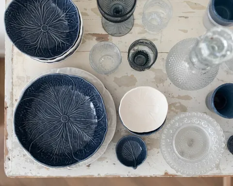 Bordallo Cabbage 17.5cm Bowl by Van Verre, Delft Blue