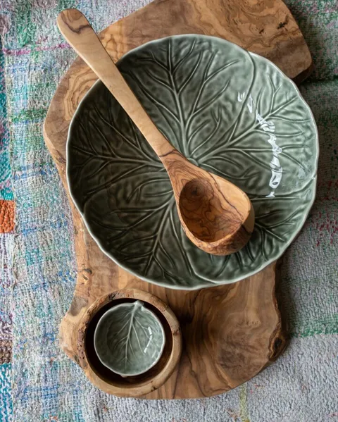 Bordallo Cabbage 29cm Bowl by Van Verre, Olive