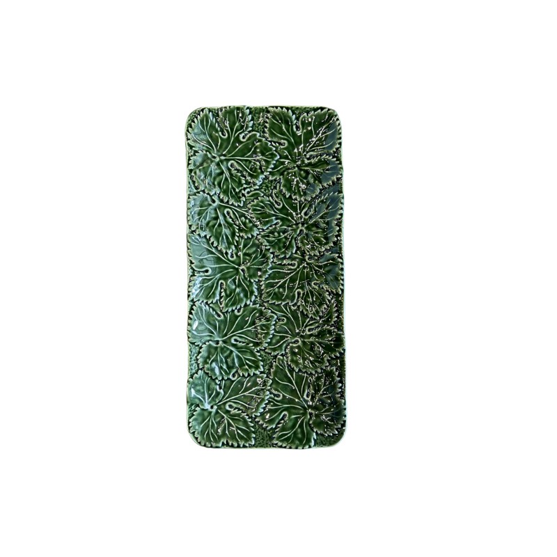 Coldar Rectangular Vine Leaf Plate Green