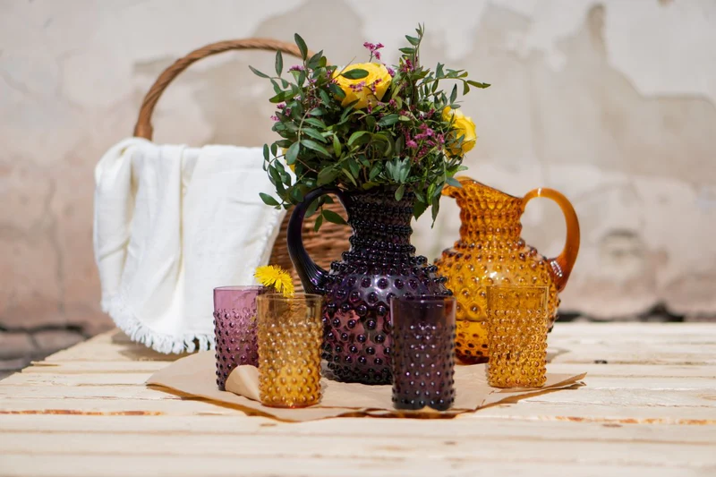 Violet Hobnail Large Jug 2L