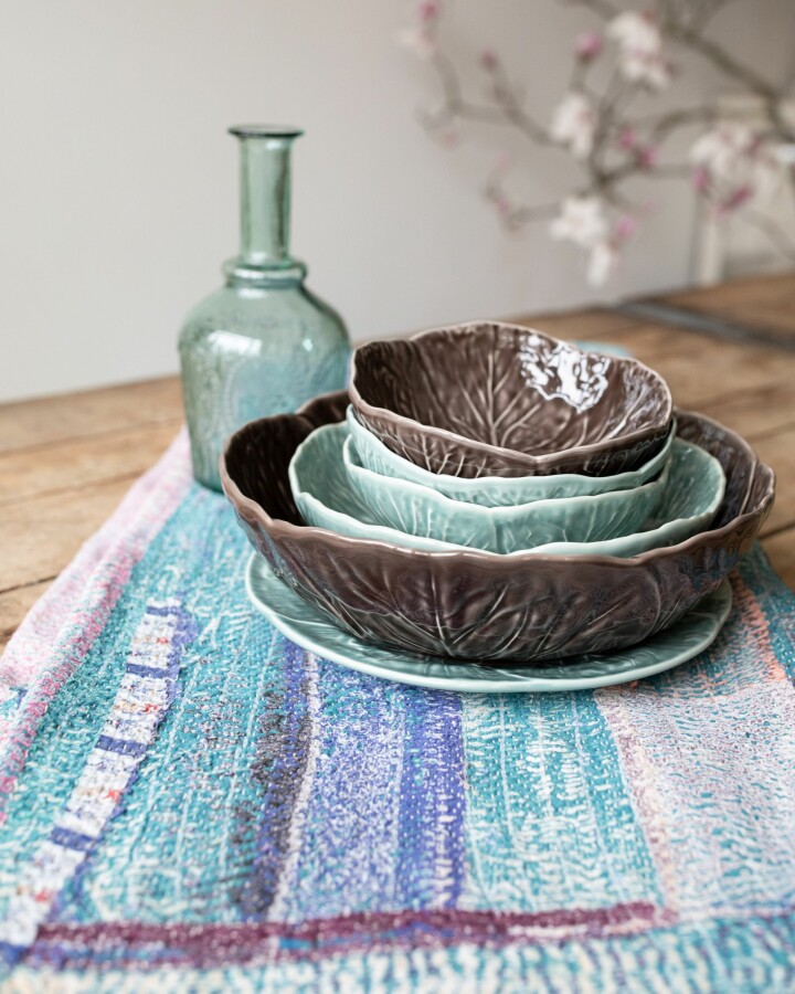 Bordallo Cabbage 22.5cm Bowl by Van Verre, Ice Blue