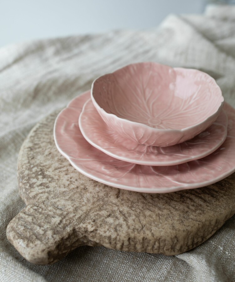 Bordallo Cabbage Dessert Plate by Van Verre, Powder Pink