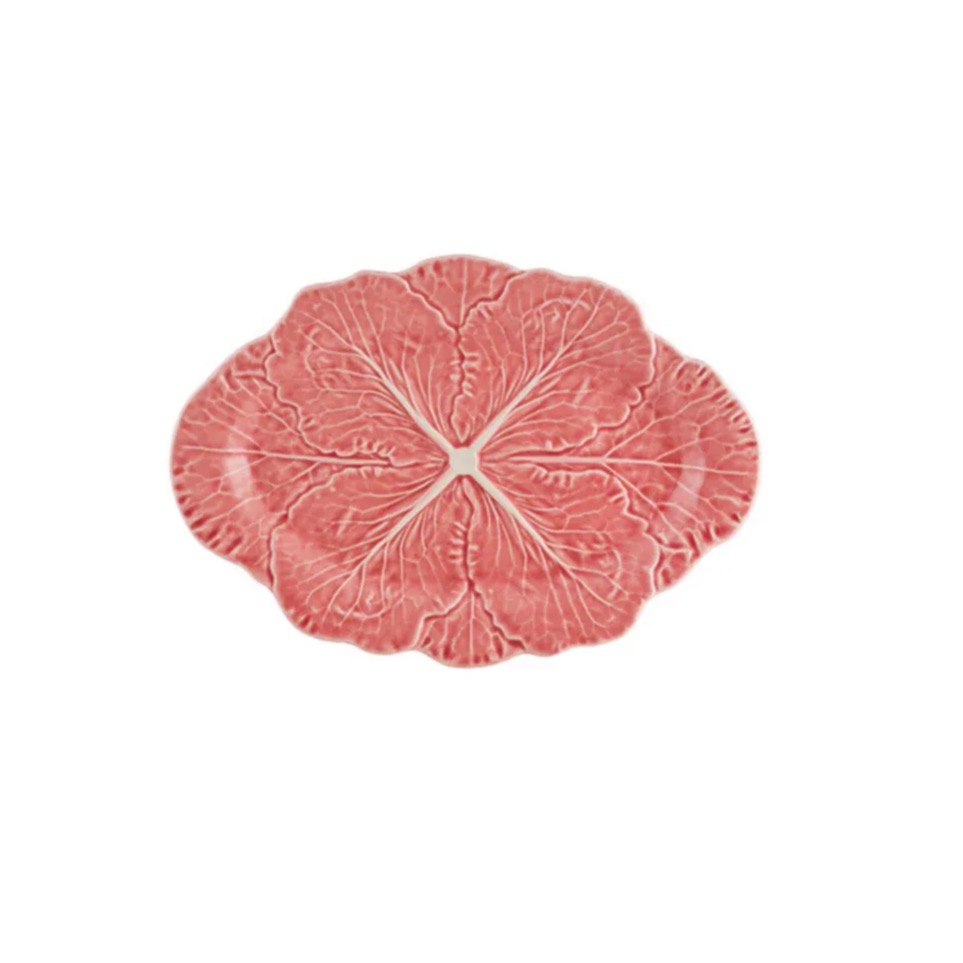 Bordallo Pinheiro Cabbage Pink Small Oval Platter 37.5