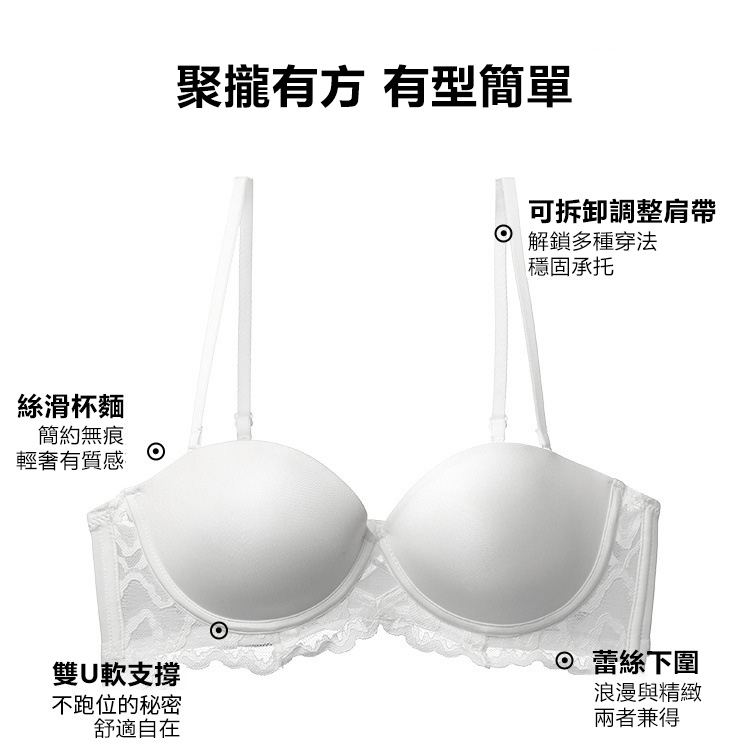 小胸聚攏內衣女白色胸罩套裝收副乳防下垂顯大純欲調整型加厚胸罩