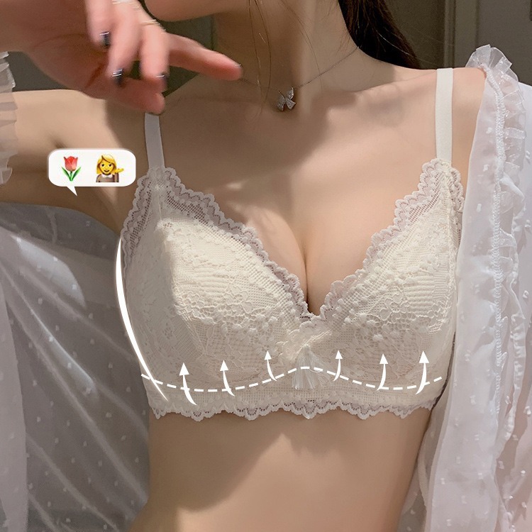 【2件裝】內衣女薄款小胸聚攏收副乳防下垂夏季無鋼圈性感蕾絲胸罩套裝