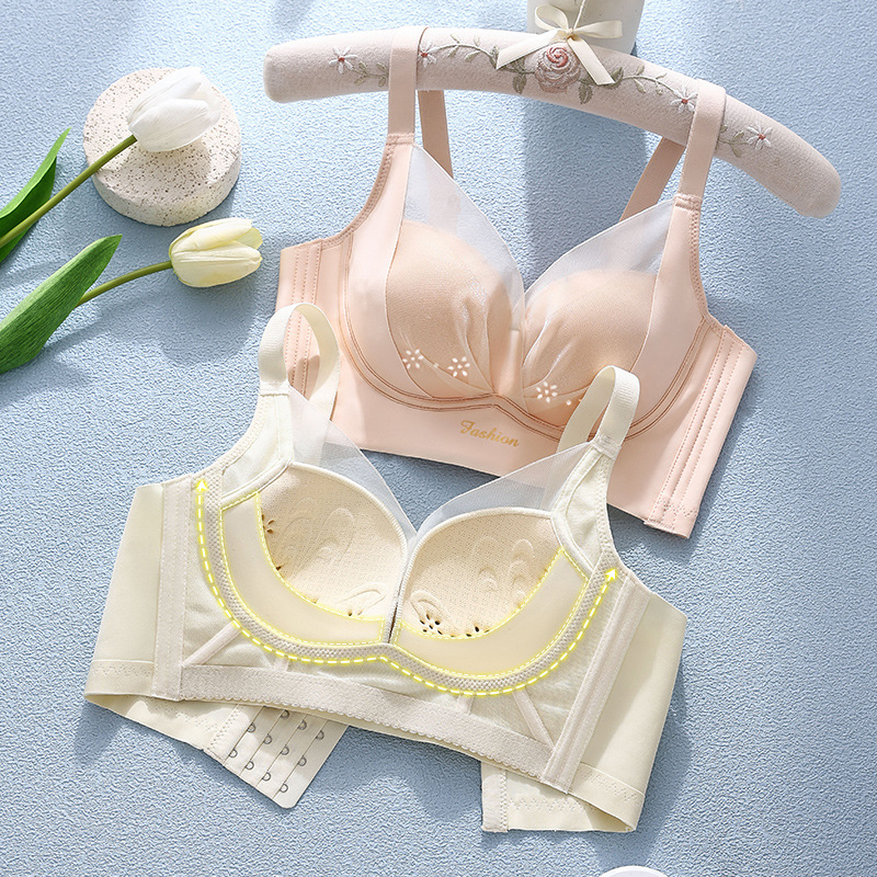 薄款透气调整型小胸聚拢防外扩收副乳大胸显小文胸罩