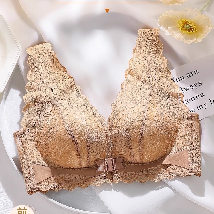 前扣內衣女聚攏小胸收副乳防下垂夏季薄款大胸顯小美背背心式胸罩