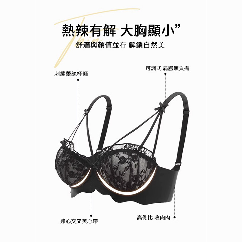 日系純欲內衣女小胸聚攏顯大無鋼圈性感蕾絲少女防下垂文胸罩套裝