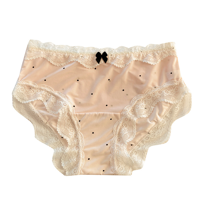 【4件裝】法式復古風純欲蕾絲邊冰絲內褲