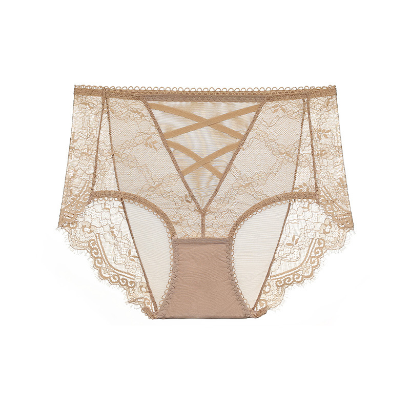 性感蕾絲三角褲高彈透氣網紗包臀少女內褲中高腰速乾薄款