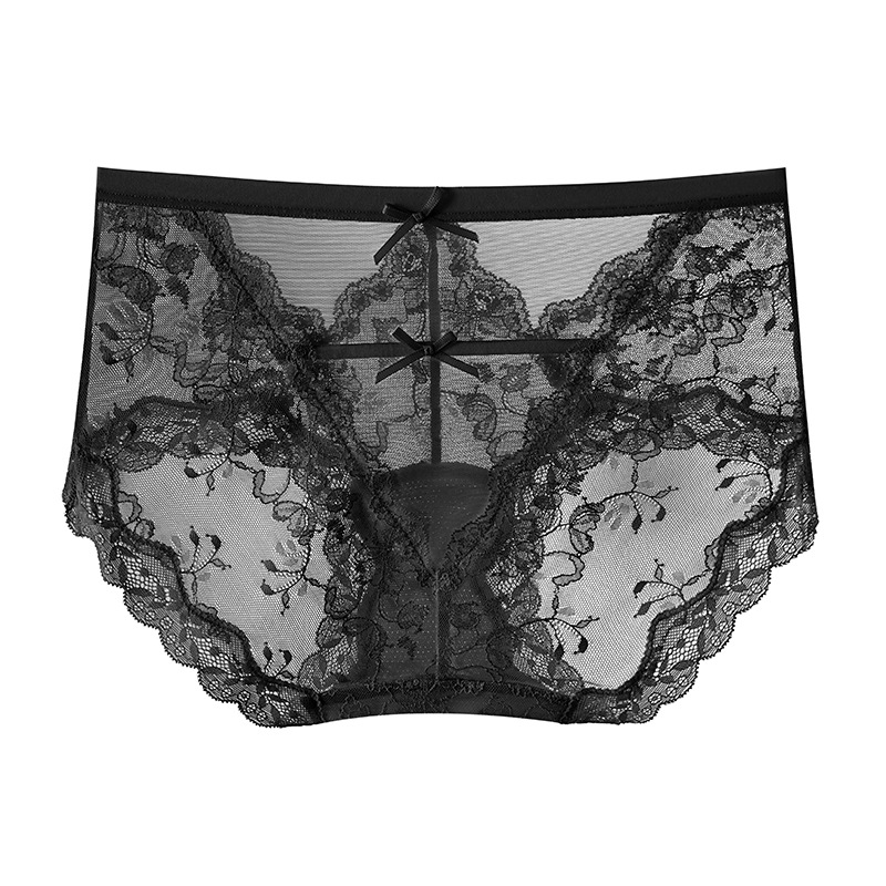 【2件裝】全蕾絲性感鏤空桑蠶絲純慾蝴蝶結內褲