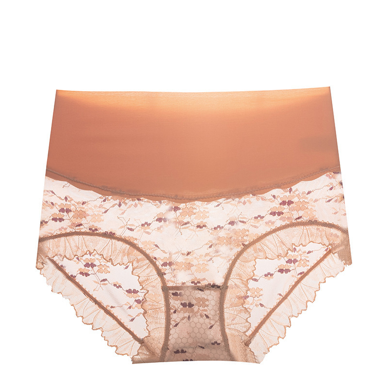 【5件裝】薄款冰絲無痕刺繡高腰收腹內褲