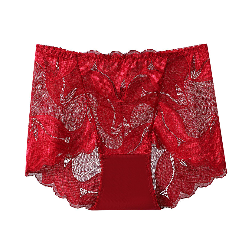 性感內褲女蕾絲中腰鏤空提臀舒適三角褲 刺繡純棉襠女士內褲