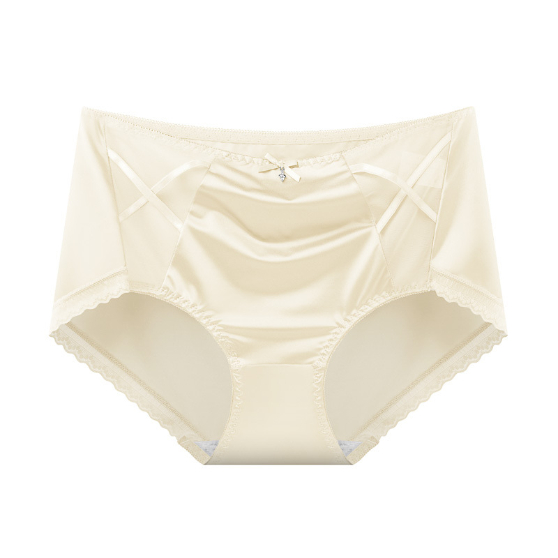 【3件裝】中腰法式緞面絲滑網紗性感無痕內褲