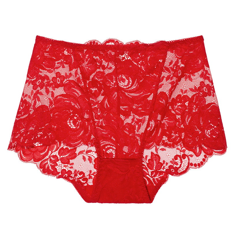 【3件裝】新款性感蕾絲鏤空玫瑰花大尺寸高腰透氣內褲