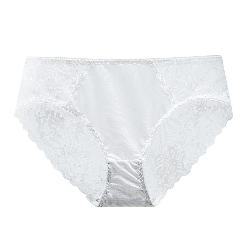 【3件裝】全新蕾絲絲綢緞面拼接無痕中腰內褲