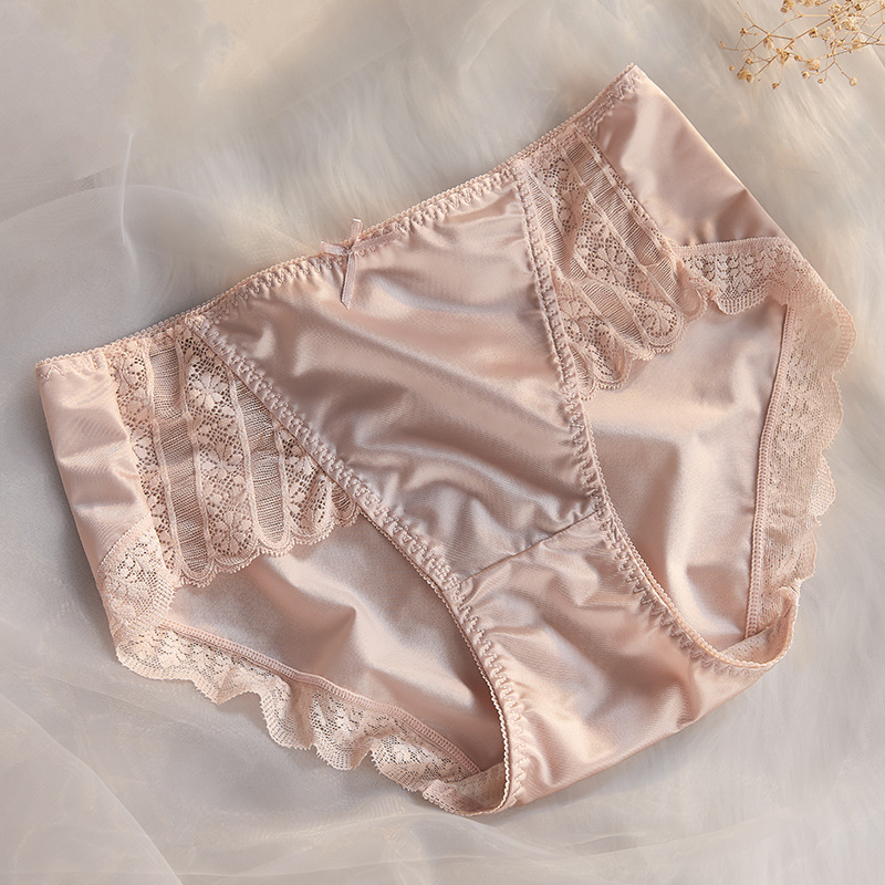 💝【純欲冰絲緞】中腰無痕性感蕾絲提臀內褲