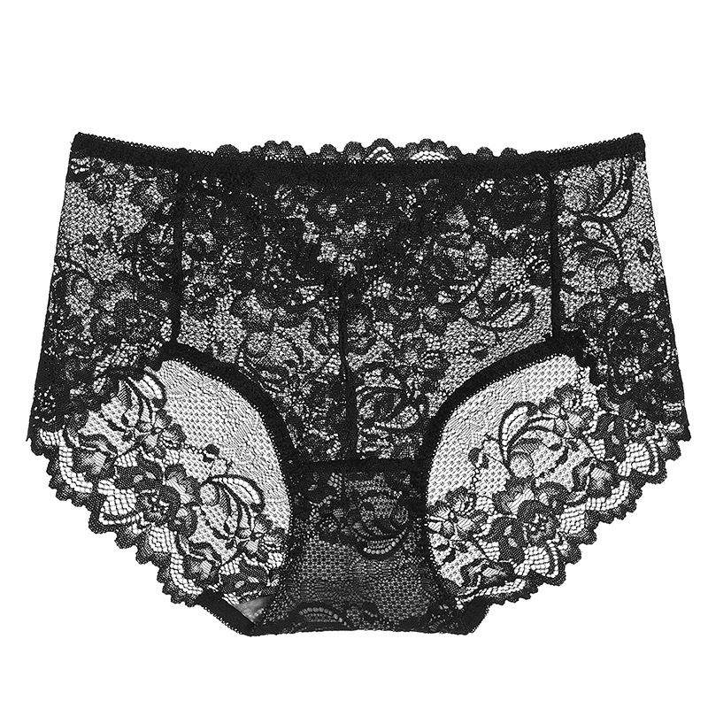 蕾丝中腰镂空提臀性感純棉內褲