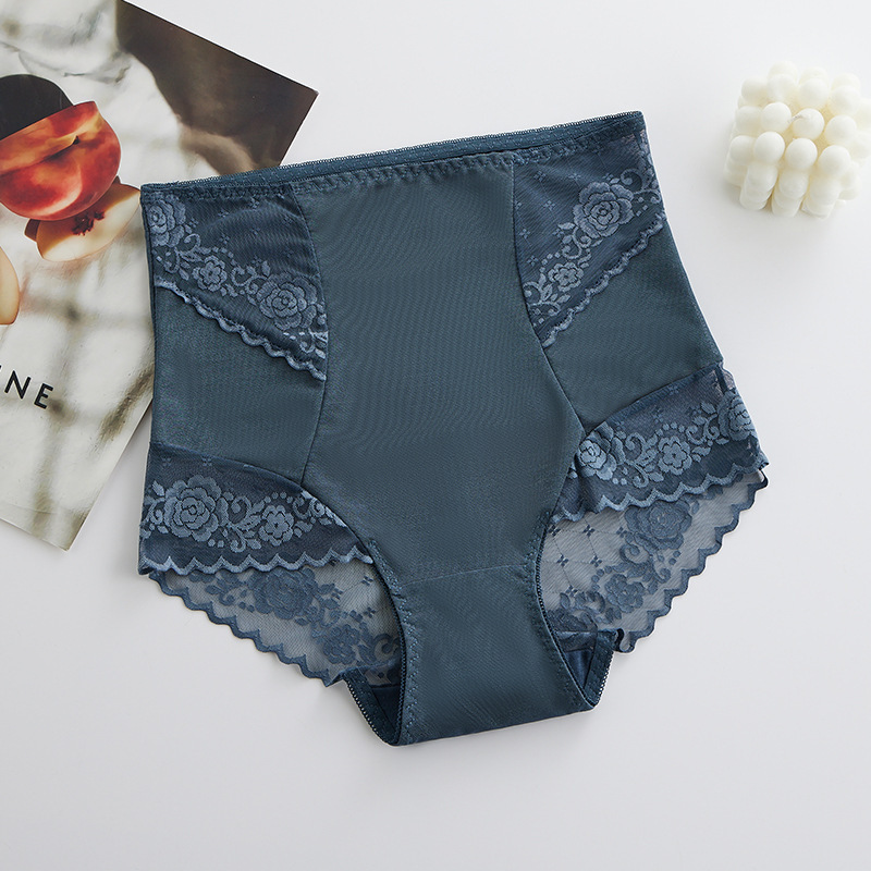 蕾絲收腹小姐內褲網紗性感無痕修身透氣提臀棉襠高腰三角內褲