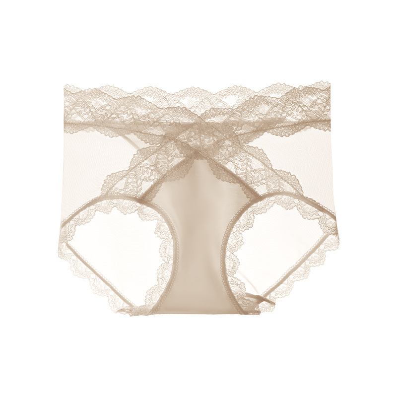 性感蕾絲無痕中腰字母時尚包臀加長蠶絲底襠內褲
