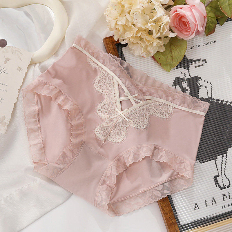 【3件裝】中腰無痕透氣高品質蕾絲網紗內褲