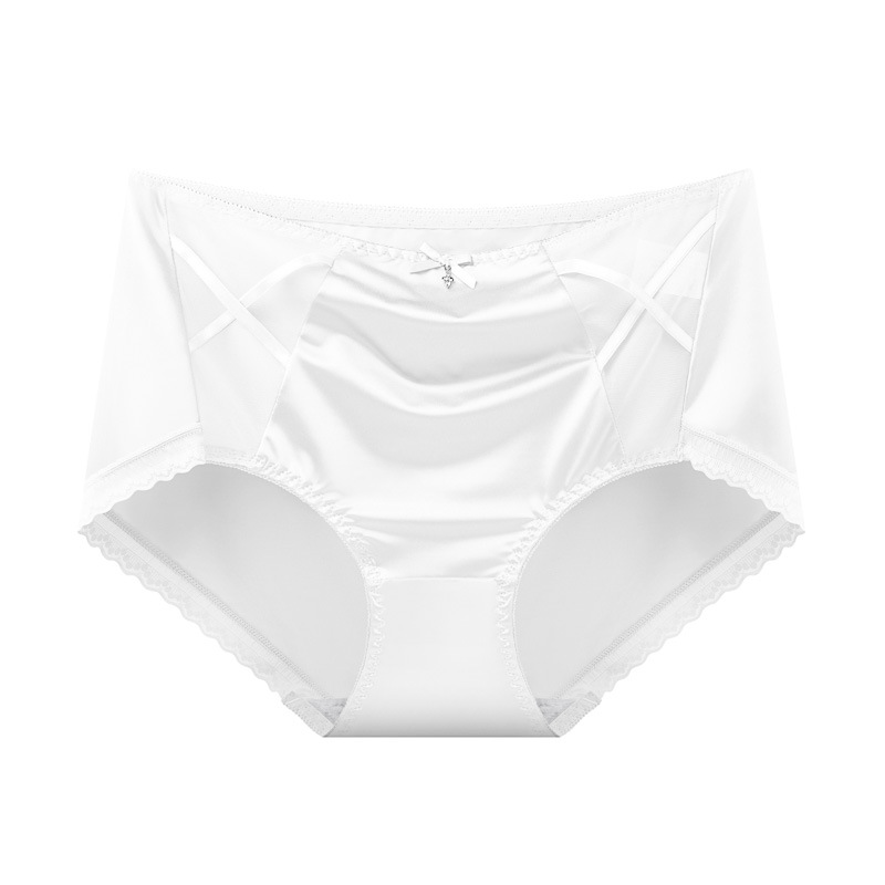 【3件裝】中腰法式緞面絲滑網紗性感無痕內褲