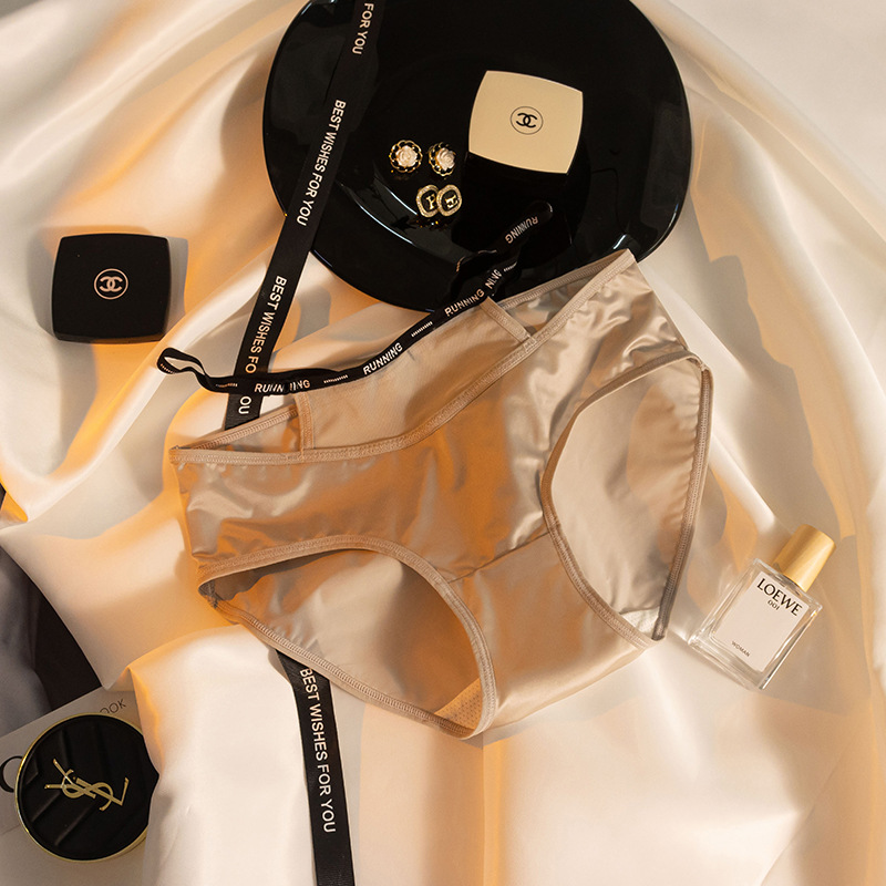 【3件裝】性感時尚珠光緞面蠶絲檔抗菌內褲