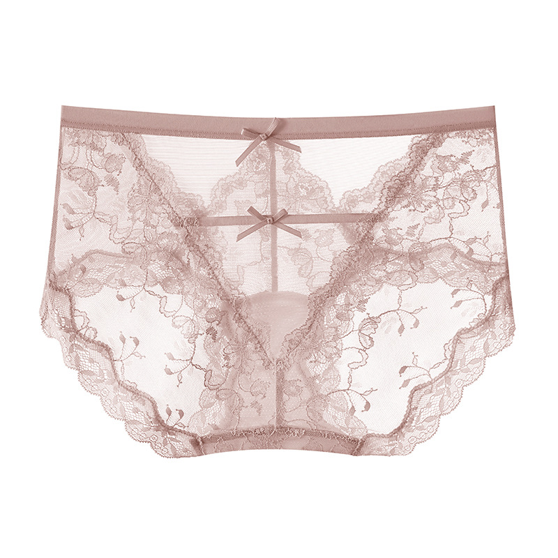 【2件裝】全蕾絲性感鏤空桑蠶絲純慾蝴蝶結內褲