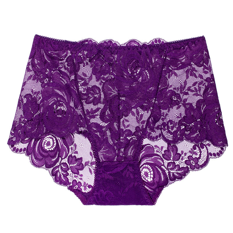 【3件裝】新款性感蕾絲鏤空玫瑰花大尺寸高腰透氣內褲