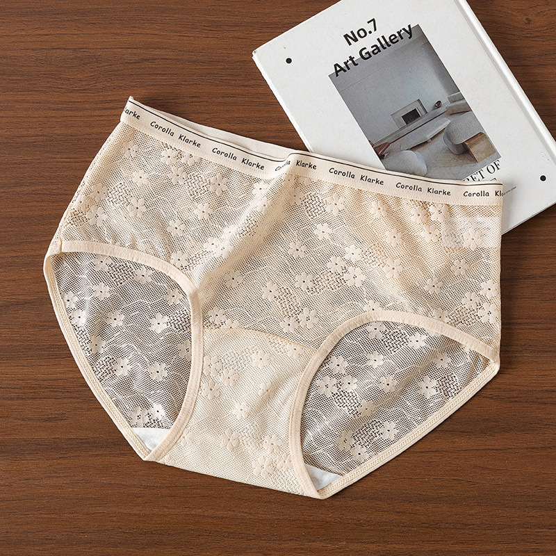 夏季法式小香風網紗花朵提花性感內褲