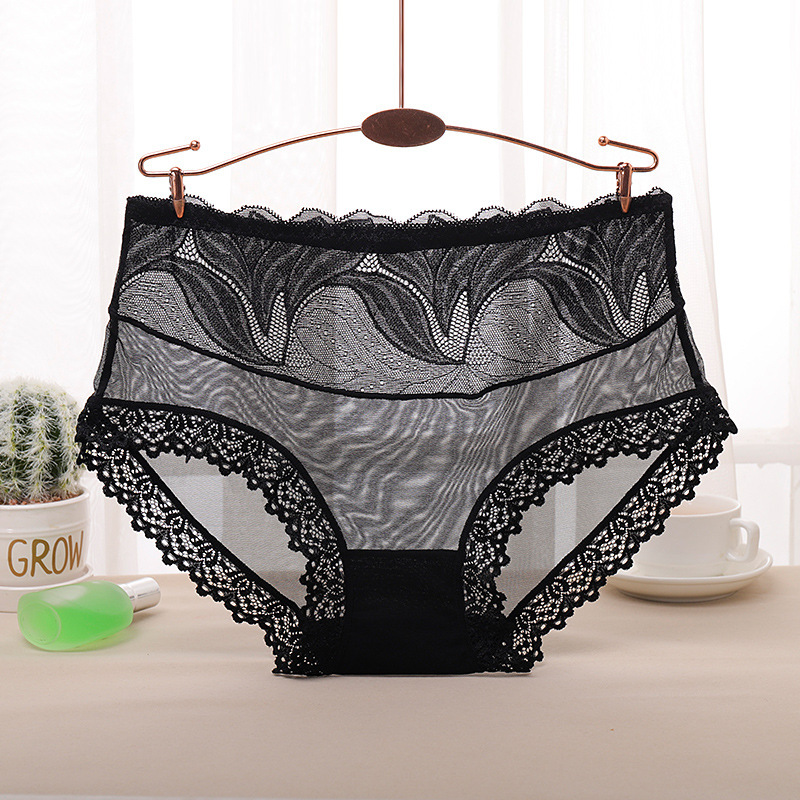2025純欲網紗內褲女蕾絲性感惑2024新少女中腰純棉內襠三角褲頭女