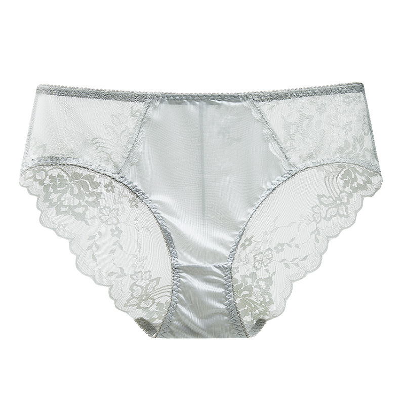 【3件裝】全新蕾絲絲綢緞面拼接無痕中腰內褲